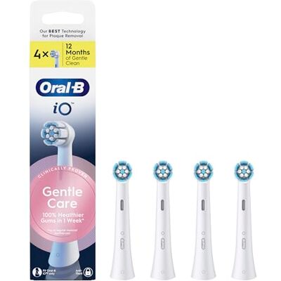 Oral-B iO Gentle Care Serie, authentische runde Ersatzbürsten, geeignet für empfindliches Zahnfleisch, 4 Stück Oral-B iO Gentle Care Serie, authentische runde Ersatzbürsten, geeignet für empfindliches Zahnfleisch, 4 Stück