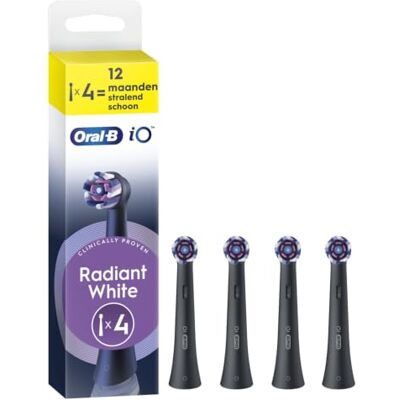 Oral-B iO Series Radiant White Black, Original Heads, Whitening, 4pcs Oral-B iO Series Radiant White Black, Original Heads, Whitening, 4pcs