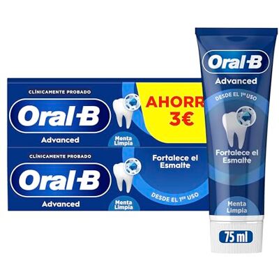 Oral-B Advanced Stärkt die Zahnpasta mit Fluor, Packung mit 2 x 75 ml, schützt den Lack, Anti-Karies-Zahnpasta mit erfrischendem Eukalyptusgeschmack Oral-B Advanced Stärkt die Zahnpasta mit Fluor, Packung mit 2 x 75 ml, schützt den Lack, Anti-Karies-Zahnpasta mit erfrischendem Eukalyptusgeschmack