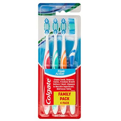 Colgate Handzahnbürsten triple action bianco splendente confezione da 4 spazzolini Colgate Handzahnbürsten triple action bianco splendente confezione da 4 spazzolini