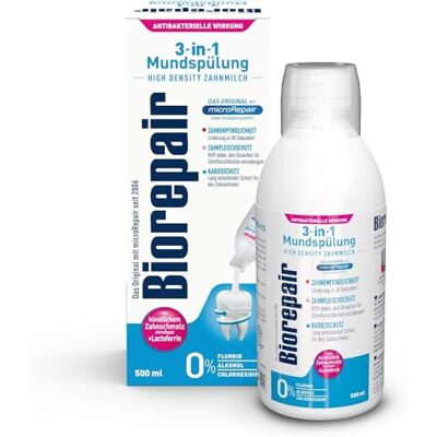 Biorepair 3-in1 Mundspülung – Das Orginal mit microRepair Zink-Hydroxylapatit – mit künstlichem Zahnschmelz – Zahnempfindlichkeit, Zahnfleischgesundheit und Kariesprophylaxe – 500ml Biorepair 3-in1 Mundspülung – Das Orginal mit microRepair Zink-Hydroxylapatit – mit künstlichem Zahnschmelz – Zahnempfindlichkeit, Zahnfleischgesundheit und Kariesprophylaxe – 500ml