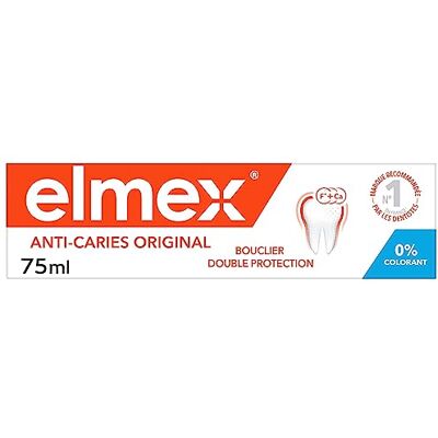 ELMEX Zahnpasta gegen Karies Original 0% Farbstoffe – Karies – empfindliche Zähne, schmerzhaftes Zahnfleisch, Schutz des Zahnschmelzes – 75 ml ELMEX Zahnpasta gegen Karies Original 0% Farbstoffe – Karies – empfindliche Zähne, schmerzhaftes Zahnfleisch, Schutz des Zahnschmelzes – 75 ml
