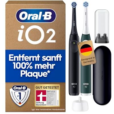 Oral-B iO Series 2 Elektrische Zahnbürste, Doppelpack, Schwarz/Grün Oral-B iO Series 2 Elektrische Zahnbürste, Doppelpack, Schwarz/Grün