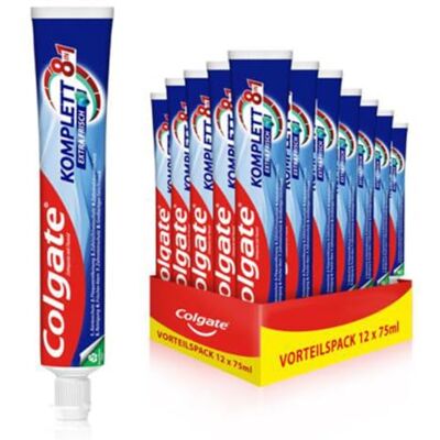 Colgate Zahnpasta Komplett Extra Frisch 75ml – erfrischt den Atem mit großartigem Minzgeschmack – Zahnreinigung mit komplettem Rundum-Schutz für gesunde Zähne Colgate Zahnpasta Komplett Extra Frisch 75ml – erfrischt den Atem mit großartigem Minzgeschmack – Zahnreinigung mit komplettem Rundum-Schutz für gesunde Zähne