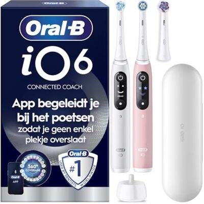 Oral-B Elektrische Zahnbürste iO 6 Duo, 3 Aufsteckbürsten, Grau und Rosa 5 Putzmodi, einschließlich Weißheit und Zahnfleischpflege, Drucksensor, wiederaufladbarer Akku, Schutzhülle Oral-B Elektrische Zahnbürste iO 6 Duo, 3 Aufsteckbürsten, Grau und Rosa 5 Putzmodi, einschließlich Weißheit und Zahnfleischpflege, Drucksensor, wiederaufladbarer Akku, Schutzhülle