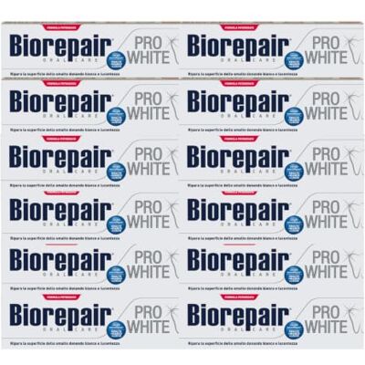 Biorepair , Pro White Zahnpasta, 12er Pack (12 x 60 ml) Aufhellende Zahnpasta mit PVP-Polymer-Technologie Biorepair , Pro White Zahnpasta, 12er Pack (12 x 60 ml) Aufhellende Zahnpasta mit PVP-Polymer-Technologie