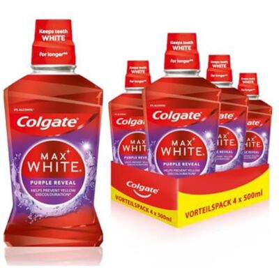 Colgate ® Max White Purple Reveal Mundspülung 4x500ml Colgate ® Max White Purple Reveal Mundspülung 4x500ml