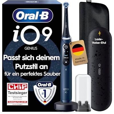 Oral-B iO Series 9 Elektrische Zahnbürste, Dunkelblau Inkl. 1 Aufsteckbürste, Lade-Reise-Etui, CHIP Testsieger (11/25), Electric Toothbrush mit 7 Modi Für Zahnpflege Oral-B iO Series 9 Elektrische Zahnbürste, Dunkelblau Inkl. 1 Aufsteckbürste, Lade-Reise-Etui, CHIP Testsieger (11/25), Electric Toothbrush mit 7 Modi Für Zahnpflege