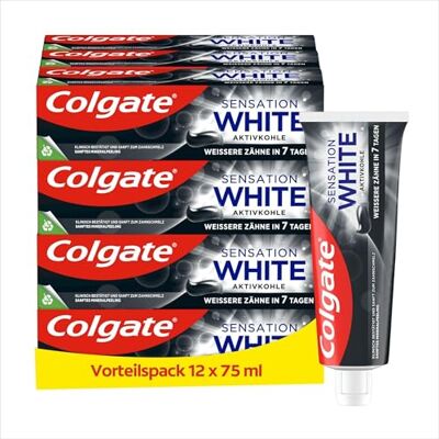 Colgate Zahnpasta Sensation White Aktivkohle 75 ml – zahnschmelzschonende Entfernung von Oberflächenverfärbungen –Zahnaufhellung für weißere Zähne in nur 10 Tagen Colgate Zahnpasta Sensation White Aktivkohle 75 ml – zahnschmelzschonende Entfernung von Oberflächenverfärbungen –Zahnaufhellung für weißere Zähne in nur 10 Tagen