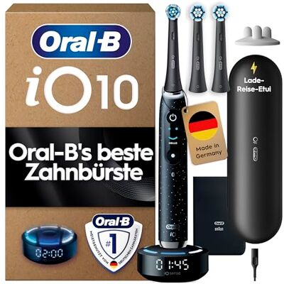 Oral-B iO Series 10 Elektrische Zahnbürste, Schwarz Inkl. 3 Aufsteckbürsten, Lade-Reise-Etui, iOSense, Electric Toothbrush mit 7 Putzmodi für Zahnpflege Oral-B iO Series 10 Elektrische Zahnbürste, Schwarz Inkl. 3 Aufsteckbürsten, Lade-Reise-Etui, iOSense, Electric Toothbrush mit 7 Putzmodi für Zahnpflege