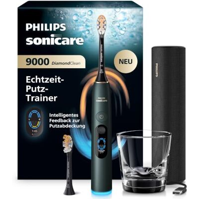 Philips Sonicare Next-Generation DiamondClean 9000 elektrische Zahnbürste intelligentes Feedback zur Putzabdeckung, intelligente Andruckkontrolle und 21 Einstellungen, Mitternachtsgrün, HX9214/84 Philips Sonicare Next-Generation DiamondClean 9000 elektrische Zahnbürste intelligentes Feedback zur Putzabdeckung, intelligente Andruckkontrolle und 21 Einstellungen, Mitternachtsgrün, HX9214/84