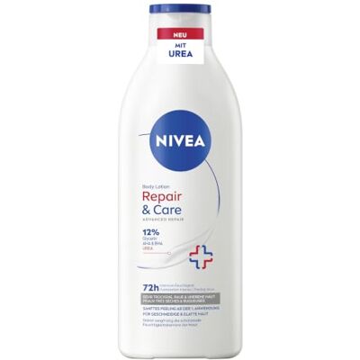 NIVEA Repair & Care Body Lotion, intensiv pflegende Creme mit Glycerin für 72h Feuchtigkeit, schnell einziehende Urea Creme für sehr trockene, raue & unebene Haut (400 ml) NIVEA Repair & Care Body Lotion, intensiv pflegende Creme mit Glycerin für 72h Feuchtigkeit, schnell einziehende Urea Creme für sehr trockene, raue & unebene Haut (400 ml)