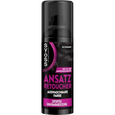 Syoss Ansatz Retoucher Kaschierspray Schwarz (120 ml), Ansatzspray deckt helleren und grau nachwachsenden Ansatz ab, schweiss- & regenfeste auswaschbare Haarfarbe bis zu 40 Anwendungen Syoss Ansatz Retoucher Kaschierspray Schwarz (120 ml), Ansatzspray deckt helleren und grau nachwachsenden Ansatz ab, schweiss- & regenfeste auswaschbare Haarfarbe bis zu 40 Anwendungen