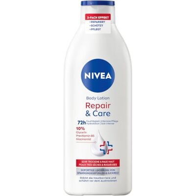 NIVEA Body Lotion Repair & Care, Körpercreme für sehr trockene Haut & zur Linderung von Spannungsgefühlen, Körperlotion mit Glycerin, Niacinamid & Provitamin B5 (400 ml) NIVEA Body Lotion Repair & Care, Körpercreme für sehr trockene Haut & zur Linderung von Spannungsgefühlen, Körperlotion mit Glycerin, Niacinamid & Provitamin B5 (400 ml)