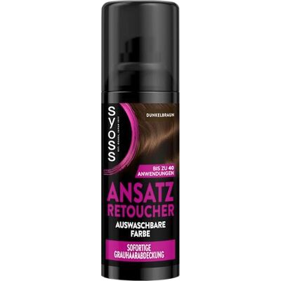 Syoss Ansatz Retoucher Kaschierspray Dunkelbraun (120 ml), Ansatzspray deckt helleren und grau nachwachsenden Ansatz ab, schweiss- & regenfeste auswaschbare Haarfarbe bis zu 40 Anwendungen Syoss Ansatz Retoucher Kaschierspray Dunkelbraun (120 ml), Ansatzspray deckt helleren und grau nachwachsenden Ansatz ab, schweiss- & regenfeste auswaschbare Haarfarbe bis zu 40 Anwendungen
