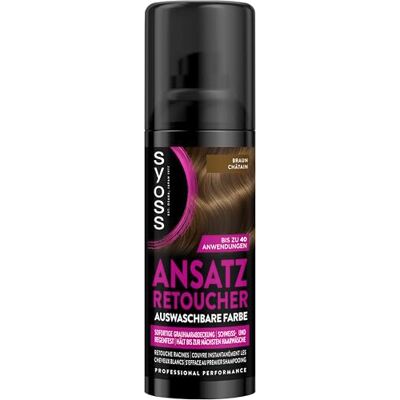 Syoss Ansatz Retoucher Kaschierspray Braun (120 ml), Ansatzspray deckt helleren und grau nachwachsenden Ansatz ab, schweiss- & regenfeste auswaschbare Haarfarbe bis zu 40 Anwendungen Syoss Ansatz Retoucher Kaschierspray Braun (120 ml), Ansatzspray deckt helleren und grau nachwachsenden Ansatz ab, schweiss- & regenfeste auswaschbare Haarfarbe bis zu 40 Anwendungen