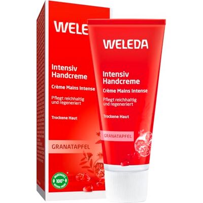 WELEDA Bio Intensiv Handcreme Granatapfel Naturkosmetik Handpflege Creme beugt Pigmentflecken vor, Nachhaltige Feuchtigkeitscreme mit Sheabutter & Orange-Vanille Duft für trockene Hände (1x 50ml) WELEDA Bio Intensiv Handcreme Granatapfel Naturkosmetik Handpflege Creme beugt Pigmentflecken vor, Nachhaltige Feuchtigkeitscreme mit Sheabutter & Orange-Vanille Duft für trockene Hände (1x 50ml)