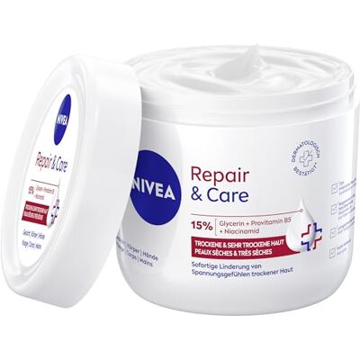NIVEA Repair & Care Creme (400ml), feuchtigkeitsspendende & nicht fettende Körpercreme, schnell einziehende Lotion mit Provitamin B5 & Glycerin, für sehr trockene Haut NIVEA Repair & Care Creme (400ml), feuchtigkeitsspendende & nicht fettende Körpercreme, schnell einziehende Lotion mit Provitamin B5 & Glycerin, für sehr trockene Haut