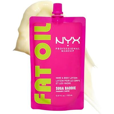 NYX PROFESSIONAL MAKEUP , Fat Oil Hand & Body Lotion, Leichte, schnell einziehende Lotion mit Avocadoöl, strahlendes, gesundes Hautbild, 24 Stunden Feuchtigkeit, vegane Formel, Suga Baddie, 150 ml NYX PROFESSIONAL MAKEUP , Fat Oil Hand & Body Lotion, Leichte, schnell einziehende Lotion mit Avocadoöl, strahlendes, gesundes Hautbild, 24 Stunden Feuchtigkeit, vegane Formel, Suga Baddie, 150 ml