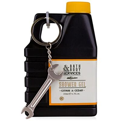 accentra Duschgel BATH & BODY SERVICES für Herren, 200 ml Duschgel im Ölkanister Design mit Schraubenschlüssel Schlüsselanhänger, Geschenkidee für Männer zum Valentinstag und Geburtstag accentra Duschgel BATH & BODY SERVICES für Herren, 200 ml Duschgel im Ölkanister Design mit Schraubenschlüssel Schlüsselanhänger, Geschenkidee für Männer zum Valentinstag und Geburtstag