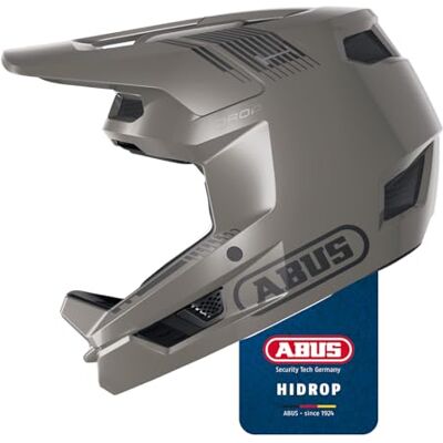 ABUS Downhill Helm HiDrop – ASTM-zertifizierter Fullface Helm mit ABS-Außenschale für MTB: Downhill, Enduro und Bikepark – für Erwachsene und Jugendliche – Grau, Größe M ABUS Downhill Helm HiDrop – ASTM-zertifizierter Fullface Helm mit ABS-Außenschale für MTB: Downhill, Enduro und Bikepark – für Erwachsene und Jugendliche – Grau, Größe M