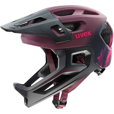 Uvex React jr. fullface Kinderfahrradhelm, Cranberry matt, 52-56 cm individuelle Größenanpassung Polycarbonat-Schale mit EPS-Kern Uvex React jr. fullface Kinderfahrradhelm, Cranberry matt, 52-56 cm individuelle Größenanpassung Polycarbonat-Schale mit EPS-Kern