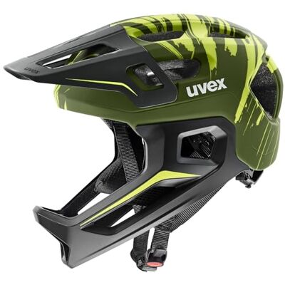 Uvex React jr. fullface Kinderfahrradhelm, Dark Olive matt, 52-56 cm individuelle Größenanpassung Polycarbonat-Schale mit EPS-Kern Uvex React jr. fullface Kinderfahrradhelm, Dark Olive matt, 52-56 cm individuelle Größenanpassung Polycarbonat-Schale mit EPS-Kern