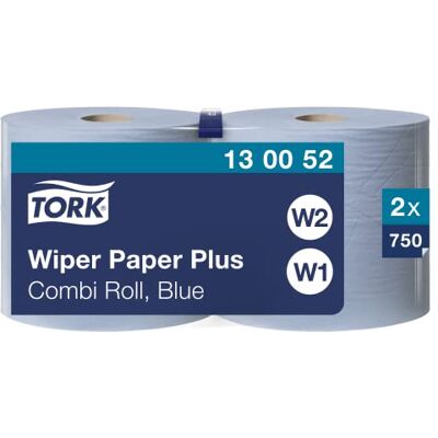 Tork 130052 Starke Mehrzweck Papiertücher für W1/W2 Systeme / 2-lagiges saugfähiges Papier in Blau / 2 x 255m Tork 130052 Starke Mehrzweck Papiertücher für W1/W2 Systeme / 2-lagiges saugfähiges Papier in Blau / 2 x 255m