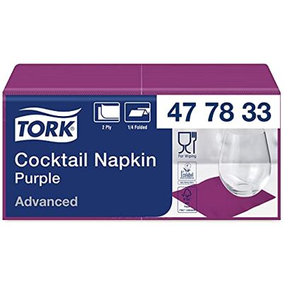 Tork 477833 Cocktailservietten Violett / Cocktail Serviette in Advanced Qualität mit 1/4 Falz / 12 x 200 (2400) Servietten / 23,8 x 24 cm (B x L) Tork 477833 Cocktailservietten Violett / Cocktail Serviette in Advanced Qualität mit 1/4 Falz / 12 x 200 (2400) Servietten / 23,8 x 24 cm (B x L)