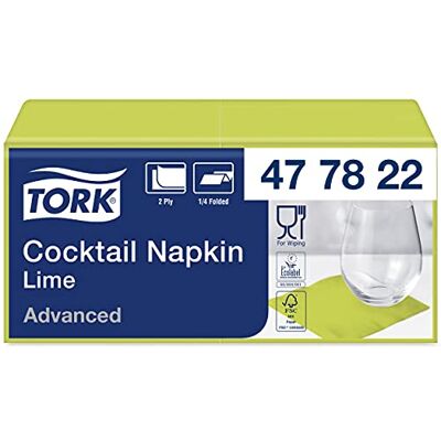 Tork 477822 Cocktailservietten Limone/Cocktail Serviette in Advanced Qualität mit 1/4 Falz / 12 x 200 (2400) Servietten / 23,8 x 24 cm (B x L) Tork 477822 Cocktailservietten Limone/Cocktail Serviette in Advanced Qualität mit 1/4 Falz / 12 x 200 (2400) Servietten / 23,8 x 24 cm (B x L)