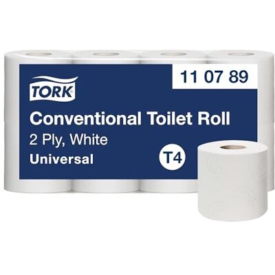 Tork 110789 Traditionelles Toilettenpapier, 2-lagig, Weiß, 250 Blatt, T4 Universal Tork 110789 Traditionelles Toilettenpapier, 2-lagig, Weiß, 250 Blatt, T4 Universal