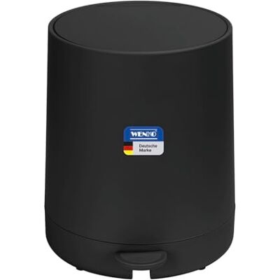WENKO Kosmetik Treteimer Mod. Fablo aus Kunststoff, Soft-Touch-Beschichtung, Bad-Mülleimer 5 L, Abfalleimer mit Easy-Close Absenkautomatik und Einsatzbehälter, für Bad, Küche oder Büro, schwarz matt WENKO Kosmetik Treteimer Mod. Fablo aus Kunststoff, Soft-Touch-Beschichtung, Bad-Mülleimer 5 L, Abfalleimer mit Easy-Close Absenkautomatik und Einsatzbehälter, für Bad, Küche oder Büro, schwarz matt
