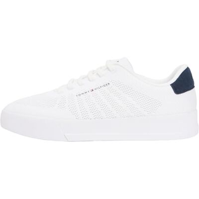 Tommy Hilfiger Herren Court Sneaker Knit Low Top, Weiß (White), 40 Tommy Hilfiger Herren Court Sneaker Knit Low Top, Weiß (White), 40
