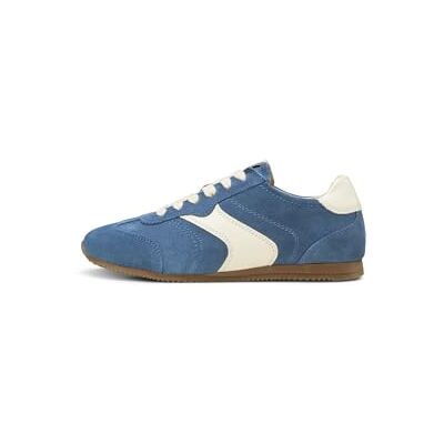 Marc O'Polo Marc OߴPolo Damen Sneaker flach aus Veloursleder mit Bio-Baumwollschnürsenkeln, Blau (Dark Cloudless Blue/White), 37 Marc O'Polo Marc OߴPolo Damen Sneaker flach aus Veloursleder mit Bio-Baumwollschnürsenkeln, Blau (Dark Cloudless Blue/White), 37
