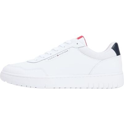 Tommy Hilfiger Herren Court Sneaker Basket Low Top, Weiß (White), 40 Tommy Hilfiger Herren Court Sneaker Basket Low Top, Weiß (White), 40