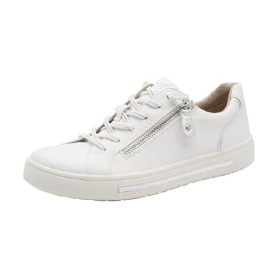 Jana Damen Sneaker flach mit Reißverschluss Vegan, White/Silver, 37 Jana Damen Sneaker flach mit Reißverschluss Vegan, White/Silver, 37
