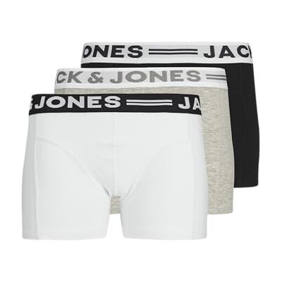 JACK & JONES Junior Jungen Sense Trunks 3-Pack Noos Jr Shorts, Grau, 128 EU JACK & JONES Junior Jungen Sense Trunks 3-Pack Noos Jr Shorts, Grau, 128 EU