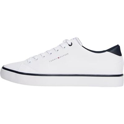 Tommy Hilfiger Herren Vulkanisierter Sneaker Low Top, Weiß (White), 42 Tommy Hilfiger Herren Vulkanisierter Sneaker Low Top, Weiß (White), 42