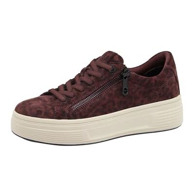 Tamaris Comfort Damen Plateau Sneaker mit Reißverschluss Low Top, Rot (Dk Red Leopard), 42 EU Tamaris Comfort Damen Plateau Sneaker mit Reißverschluss Low Top, Rot (Dk Red Leopard), 42 EU