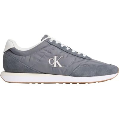 Calvin Herren Runner Sneaker Retro Mix mit Logo, Grau (Night Owl/Off White), 43 Calvin Herren Runner Sneaker Retro Mix mit Logo, Grau (Night Owl/Off White), 43