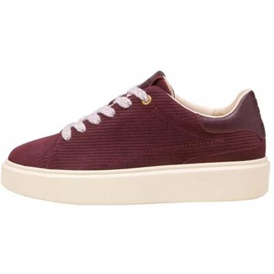 Marc O'Polo Marc OߴPolo Damen Plateau Sneaker aus Leder in Cord-Optik, Rot (Dark Aubergine Red), 38 Marc O'Polo Marc OߴPolo Damen Plateau Sneaker aus Leder in Cord-Optik, Rot (Dark Aubergine Red), 38
