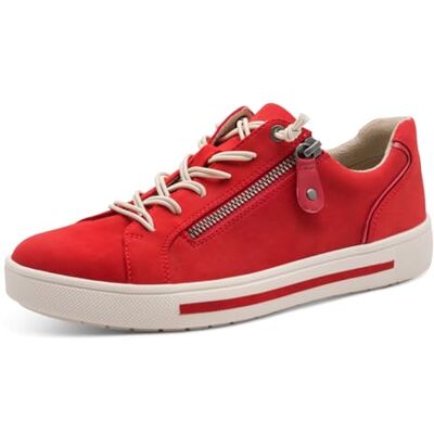 Jana Damen Sneaker flach mit Reißverschluss Vegan, red, 38 Jana Damen Sneaker flach mit Reißverschluss Vegan, red, 38