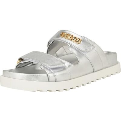 GUESS Damen Fabulon Flache Sandale, Silber 040, 35 EU GUESS Damen Fabulon Flache Sandale, Silber 040, 35 EU