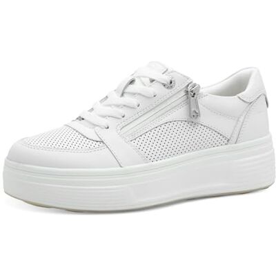 Tamaris Comfort Damen Plateau Sneaker mit Reißverschluss Low Top, Weiß (White Structur), 40 EU Tamaris Comfort Damen Plateau Sneaker mit Reißverschluss Low Top, Weiß (White Structur), 40 EU