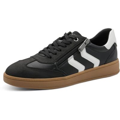 MARCO TOZZI Damen Sneaker flach mit Reißverschluss Freizeit, Schwarz (Black/White), 40 EU MARCO TOZZI Damen Sneaker flach mit Reißverschluss Freizeit, Schwarz (Black/White), 40 EU