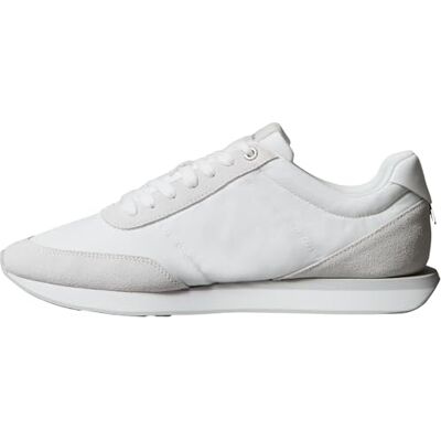 Calvin Herren Runner Sneaker Retro Mix mit Logo, Weiß (Triple Bright White), 43 Calvin Herren Runner Sneaker Retro Mix mit Logo, Weiß (Triple Bright White), 43