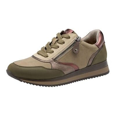 Jana Damen Sneaker flach mit Reißverschluss Vegan, Olive Comb, 37 Jana Damen Sneaker flach mit Reißverschluss Vegan, Olive Comb, 37