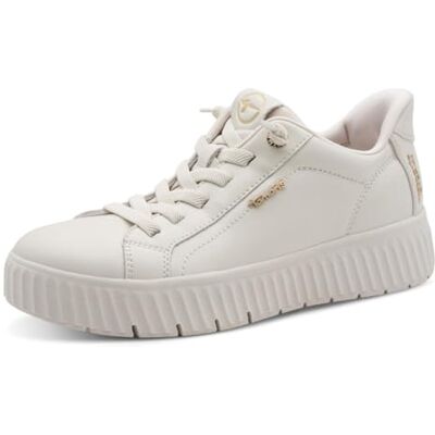 Tamaris Damen Wide FIT Damen Step IN Leder Sneaker flach zum Schlupfen, weiß (Offwhite), 37 EU Tamaris Damen Wide FIT Damen Step IN Leder Sneaker flach zum Schlupfen, weiß (Offwhite), 37 EU