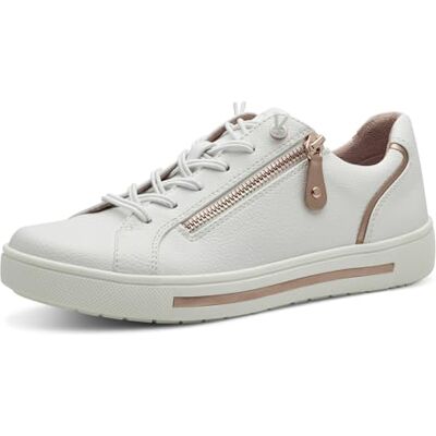 Jana Damen Sneaker flach mit Reißverschluss Vegan, White/Rosegold, 40 Jana Damen Sneaker flach mit Reißverschluss Vegan, White/Rosegold, 40