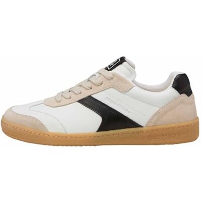 Marc O'Polo Marc OߴPolo Herren Sneaker flach aus Leder mit Gummilaufsohle, Mehrfarbig (White/Black), 42 Marc O'Polo Marc OߴPolo Herren Sneaker flach aus Leder mit Gummilaufsohle, Mehrfarbig (White/Black), 42